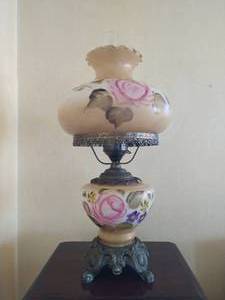 lot 278 image: Floral Hurricane lamp
