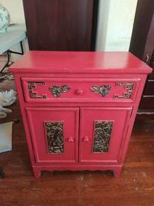 lot 288 image: Red, distressed cabinet