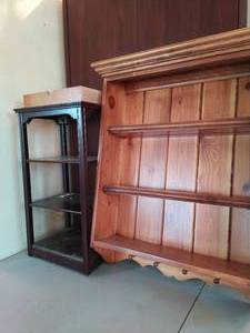 lot 390 image: Hanging Wall Shelf and Standing Shelf, misc. drawer