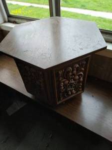 lot 393 image: Hexagon End Table and Media Console Table