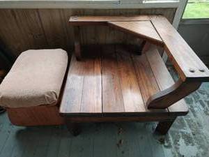 lot 396 image: Corner benchend table and rocking foot stool