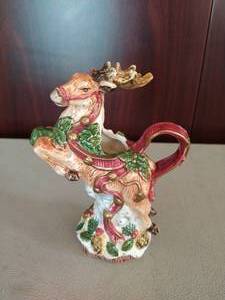 lot 21 image: Fitz and Floyd- Reindeer Pitcher