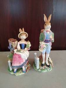 lot 40 image: Fitz and Floyd Classics- Old World Rabbit Candlestick Holders