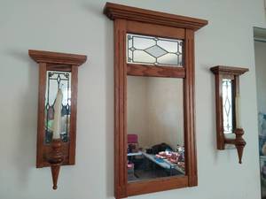 lot 181 image: Wall Mirror With Two Candle Holders