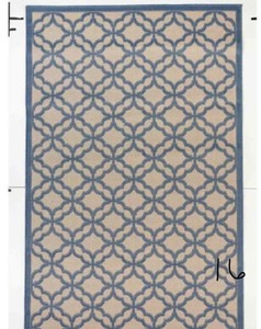 lot 16 image: FW Collection Pothos Dark Blue 9 ft. x 12 ft. Trellis Polypropylene IndoorOutdoor Area Rug