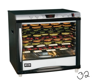 lot 32 image: WESTON Pro-1200 12-Tray Black Food Dehydrator with Temperature Control