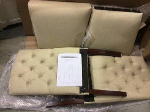 Crown Ivory Linen Dining Chair (Set of 2) by Noble House Customer Returns See Pictures&nbsp