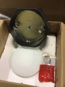 Allan 16 in. 3-Light Old Bronze Flush Mount with Clear Prismatic Glass Shade Customer Returns See Pictures