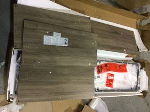 64-Inch Angle Iron Bookshelf - Driftwood BY WALKER EDISON FURNITURE CO. Customer Returns See Pictures