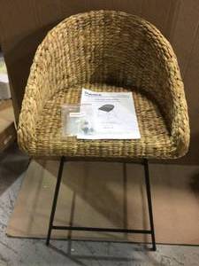 Black Metal Counter Stool with Back and Natural Seat (21.42 in. W x 34.25 in. H) Customer Returns See Pictures