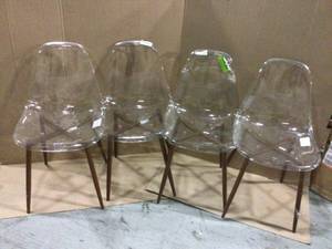 Clara Mid-Century Clear Acrylic and Walnut Modern Dining Chair (Set of 2) Customer Returns See Pictures