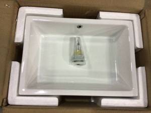 20 in. Modern Rectangular Bathroom Ceramic Vessel Sink with Overflow Art Basin Cloakroom Bathroom in White Customer Returns See Pictures