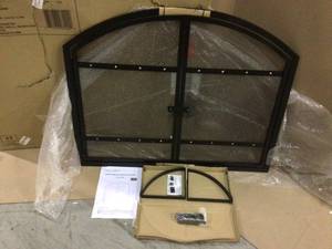 Harper 1-Panel Fireplace Screen with Doors Customer Returns See Pictures