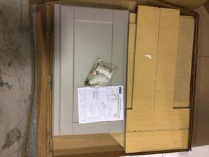 Shaker Partially Assembled 36 x 34.5 x 24 in. Corner Sink Base Kitchen Cabinet in Dove Gray Customer Returns See Pictures