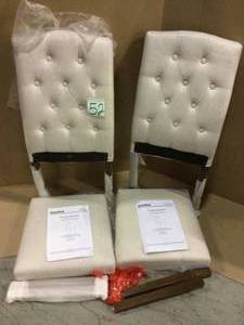 2 Beckridge Walnut Finish Upholstered Dining Chair with Biscuit Beige Seat Customer Returns See Pictures