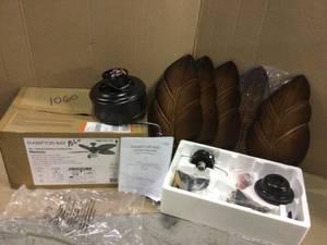 Hampton Bay 58020 Nassau 52 in. LED IndoorOutdoor Gilded Iron Ceiling Fan with Light Kit Customer Returns See Pictures