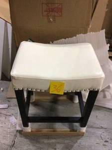 24 in. Ivory Cushioned Curved Nailhead Counter Stool in Black&nbsp&nbspCustomer Returns See Pictures&nbsp