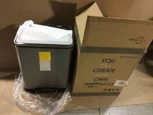 Elmo Rectangular 8 Gal. Double Bucket Trash Can with Soft-Close Lid&nbsp&nbspCustomer Returns See Pictures&nbsp