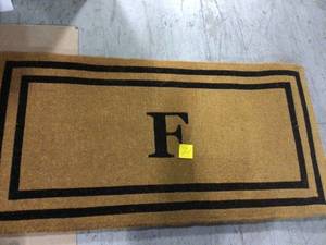 36 in. x 72 in. Heavy Duty Black Thin Double Picture Frame Monogrammed F Coco Door Mat&nbsp&nbspCustomer Returns See Pictures&nbsp