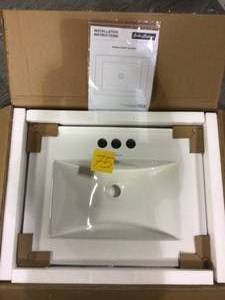 24 in. Ceramic Vanity Top with 3-Faucet Holes with White Basin&nbsp&nbspCustomer Returns See Pictures&nbsp