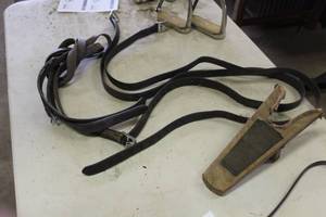lot 429 image: English Stirrup Leathers (two pair)  with Boot Jack