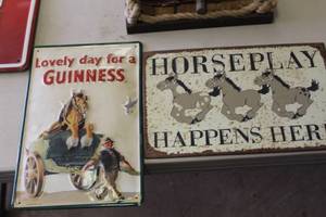 lot 603 image: Lot of (2) Metal Horse Signs