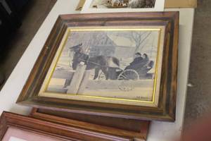 lot 699 image: Buggy Ride by J.A. Warner Art Work in Wood Frame