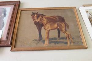 lot 698 image: New Pony by CW Anderson Art Work in Wood Frame