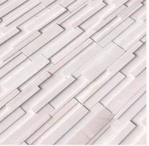 lot 41 image: Arctic White 3D Ledger Panel 6 in. x 24 in. Honed Marble Wall Tile (10 cases  60 sq. ft.  pallet)