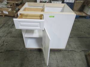 lot 304 image: Kitchen Corner Base Cabinet in White 33 in. W x 23.5 in. D x 34.5 in. H 2138565