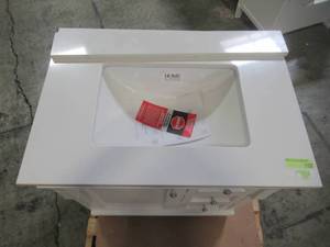 lot 307 image: Home Decorators Collection Naples 31 in. W x 22 in. D Vanity Cabinet in White with White Top NAWA3021D-SLG