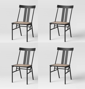 lot 201 image: Smith & Hawken Farmhouse 4pk Metal Patio Dining Chairs 009-00-6280 - BRAND NEW