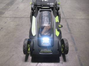 lot 76 image: Ryobi 20 in. 40-Volt 6.0 Ah Lithium-Ion Battery Brushless Cordless Walk Behind Self-Propelled Lawn Mower RY401120-Y