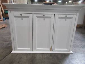 lot 333 image: Home Decorators Collection Hampton Harbor 37 in. Triple Tilt-Out Hamper in White 2601330410