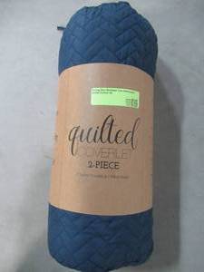 lot 810 image: Becky Cameron Herring Navy Microfiber Twin Performance Quilted Coverlet Set - NEW