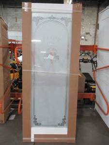 lot 633 image: Feather River Doors 32 in. x 80 in. Full Lite Pantry Smooth Primed MDF Interior Door Slab. PN15012868E660.