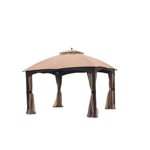 lot 109 image: allen  roth Brown Metal Rectangle Screened Gazebo  10 x 12,  TPGAZ17-002 - Small Minor scratches.