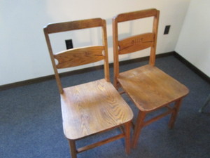 Vintage oak kitchen chairs, qty 2...
