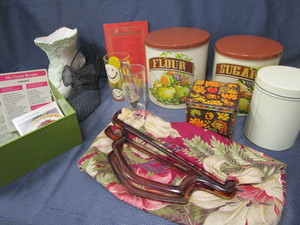 Vintage tin canisters with England,...