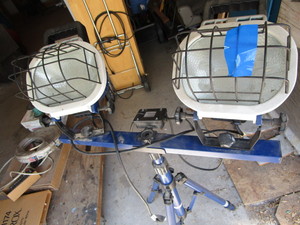Halogen light stand, two double bul...
