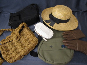 LL Bean shoulder pack, three purses...