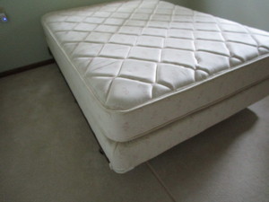 Queen bed frame, mattress & box spr...