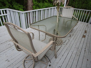 Patio furniture, glass top  rectang...
