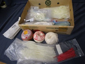 Zip ties, Qtips, string...