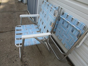 Folding webbed lawn chairs, qty 3...