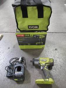 Ryobi ONE 18V Cordless 3-Speed 12 in. Impact Wrench Kit with Charger and Bag - Used. - Missing Battery.