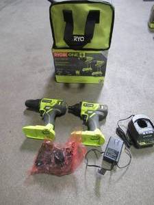 Ryobi 18-Volt ONE Lithium-Ion Cordless 2-Tool Combo Kit w DrillDriver, Impact Driver, (1) 1.5 Ah Battery, Charger and Bag, P1817 - Slightly Used - Missing one battery.