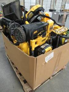 WHOLESALE MIXED PALLET OF MICELLANOUS DEWALT ELECTRIC LAWN MOWERS AND PRESSURE WASHERS
