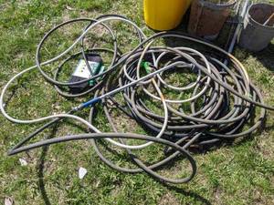 Lot of Galvanized Buckets, Poly Container, Hoses and More