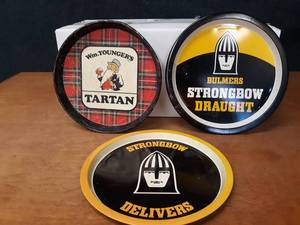 Lot of (3) Vintage Beer Trays - Wm. Youngers and Strongbow